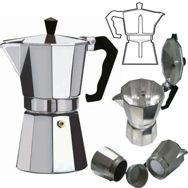KIMLUD, Coffee Maker Machine Aluminum Mocha Pot Mocha Coffee Pot Octagonal Aluminum Pot Span, KIMLUD Womens Clothes
