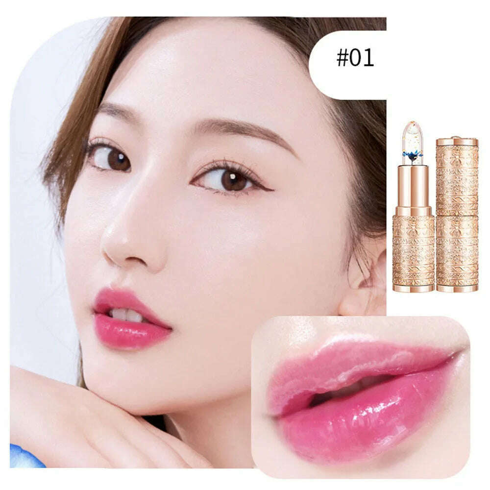 KIMLUD, Color Changing Long Lasting Lipstick Gold Foil Flower Lip Primer Jelly Lip Balm Moisturizing Natural Waterproof Makeup Lipgloss, B1, KIMLUD APPAREL - Womens Clothes