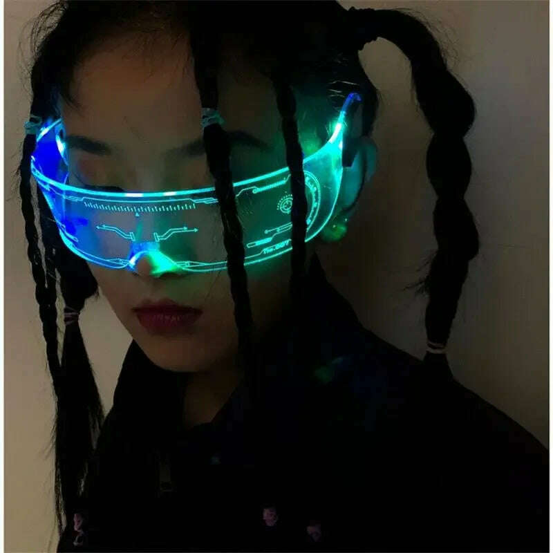 KIMLUD, Colorful Luminous LED Glasses for Music Bar KTV Neon Party Christmas Halloween Decoration LED Goggles Festival Performance Props, KIMLUD Women's Clothes