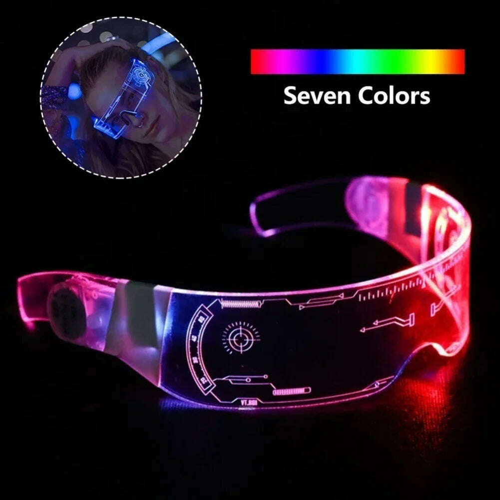 Colorful Luminous LED Glasses for Music Bar KTV Neon Party Christmas Halloween Decoration LED Goggles Festival Performance Props - KIMLUD