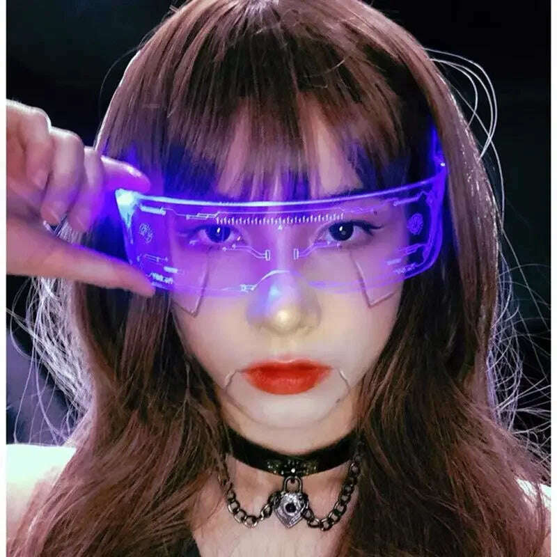 KIMLUD, Colorful Luminous LED Glasses for Music Bar KTV Neon Party Christmas Halloween Decoration LED Goggles Festival Performance Props, KIMLUD Womens Clothes