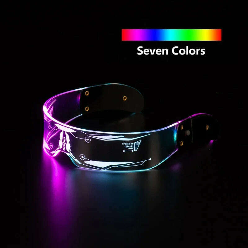 Colorful Luminous LED Glasses for Music Bar KTV Neon Party Christmas Halloween Decoration LED Goggles Festival Performance Props - KIMLUD