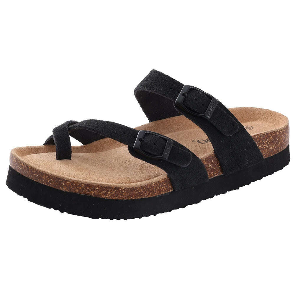 Comwarm Fashion Women's Suede Mules Slippers Men Clogs Cork Insole Sandals With Arch Support Outdoor Beach Slides Home Shoes - KIMLUD