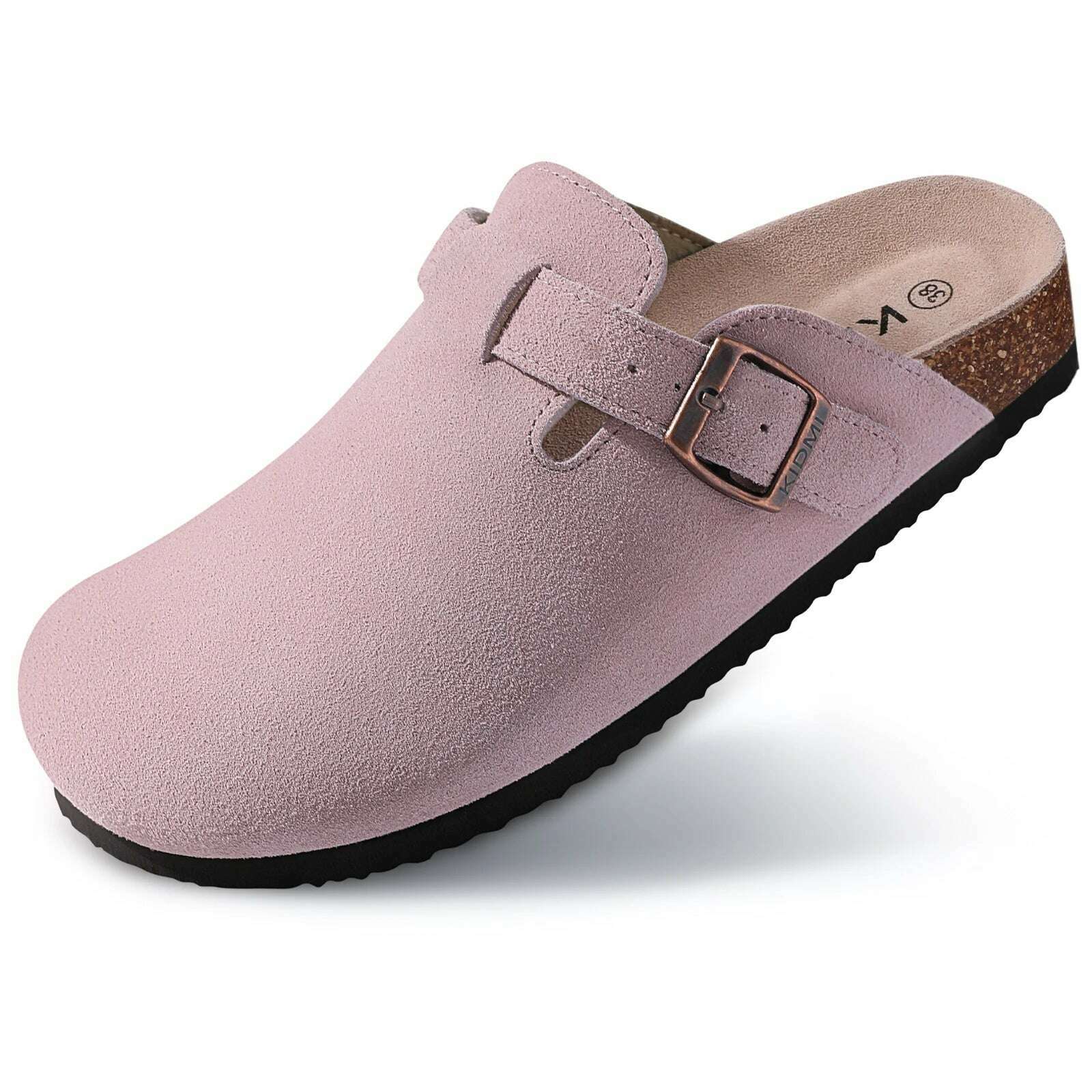 Comwarm Fashion Women's Suede Mules Slippers Men Clogs Cork Insole Sandals With Arch Support Outdoor Beach Slides Home Shoes - KIMLUD