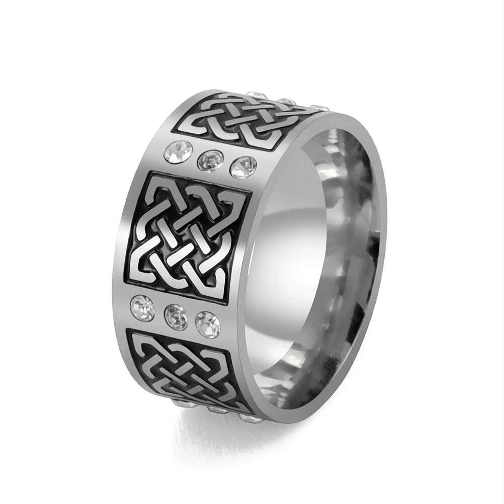KIMLUD, COOLTIME Men's Ring Viking Amulet Celtics Irish Knot Couple Men Rings 2024 Trend Stainless Steel Gifts Jewelry Wholease Vintage, Style 5 Black Steel / 9, KIMLUD APPAREL - Womens Clothes