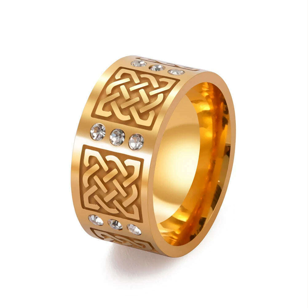 KIMLUD, COOLTIME Men's Ring Viking Amulet Celtics Irish Knot Couple Men Rings 2024 Trend Stainless Steel Gifts Jewelry Wholease Vintage, Style 5 Gold / 9, KIMLUD APPAREL - Womens Clothes