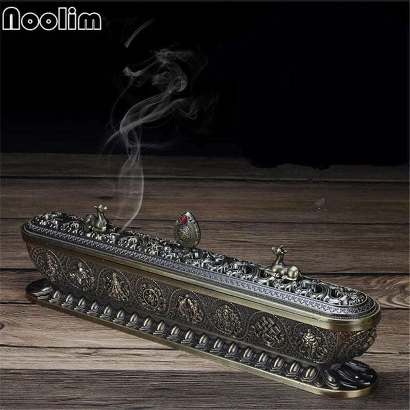 Copper Incense Stick Burner Antique Handmade Holder Zen Buddhist Tea House Home Office Decoration Crafts Ornaments - KIMLUD