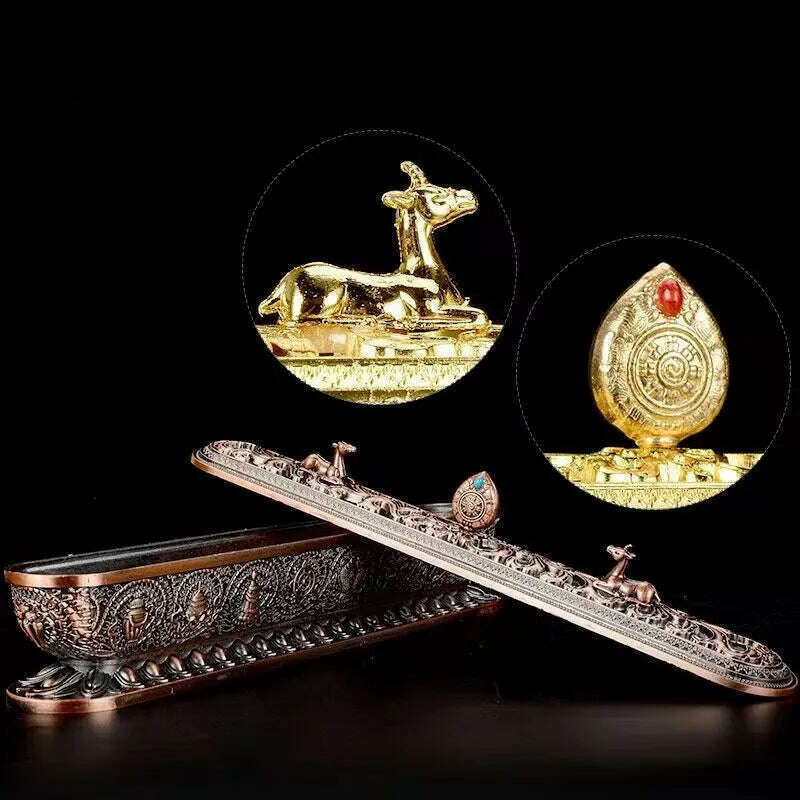 KIMLUD, Copper Incense Stick Burner Antique Handmade Holder  Zen Buddhist Tea House Home Office Decoration Crafts Ornaments, KIMLUD Womens Clothes