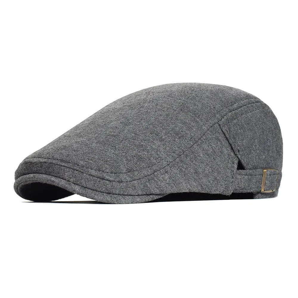 KIMLUD, Cotton Adjustable Newsboy Caps Men Woman Casual Beret Flat Ivy Cap Soft Solid Color Driving Cabbie Hat Unisex Black Gray Hats, Dark Grey / Adjustable 56-60 cm, KIMLUD Womens Clothes