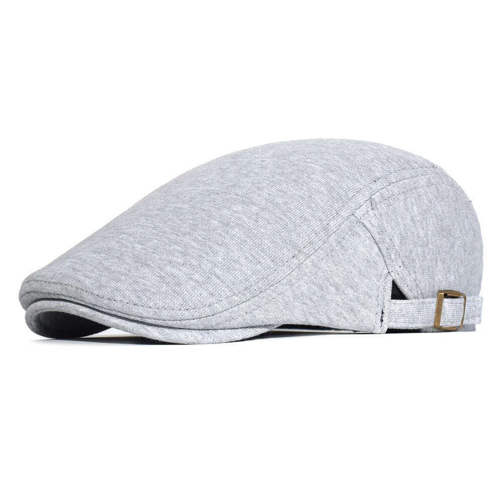 Cotton Adjustable Newsboy Caps Men Woman Casual Beret Flat Ivy Cap Soft Solid Color Driving Cabbie Hat Unisex Black Gray Hats - KIMLUD