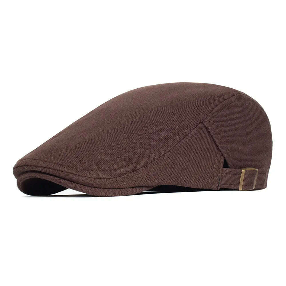 Cotton Adjustable Newsboy Caps Men Woman Casual Beret Flat Ivy Cap Soft Solid Color Driving Cabbie Hat Unisex Black Gray Hats - KIMLUD