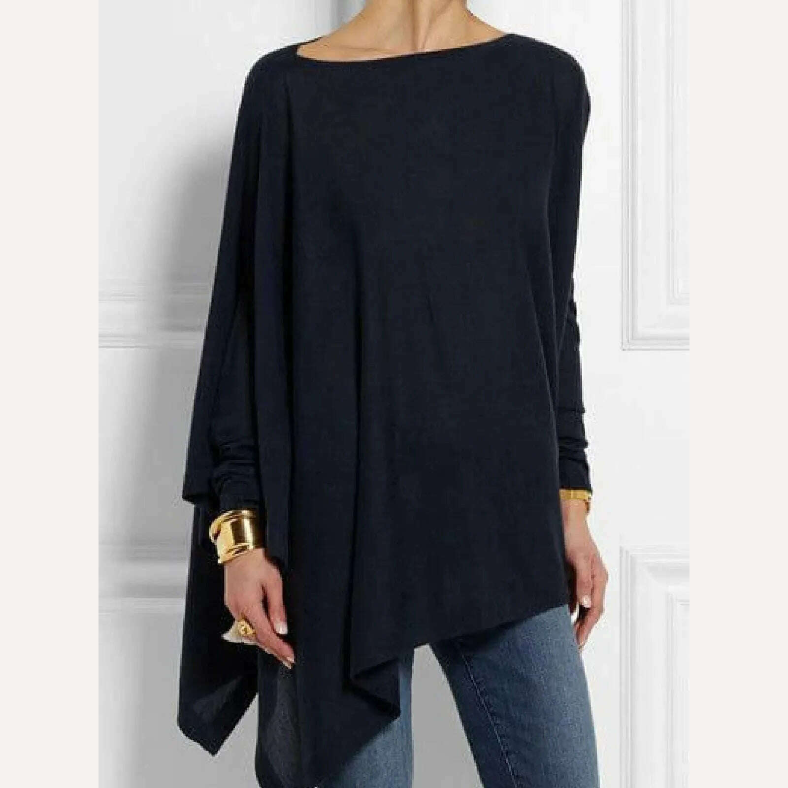 Cotton Irregular Womens Tops And Blouses Casual O Neck Long Sleeve Top Female Tunic 2021 Autumn Plus Size Women Blusas Shirts - KIMLUD