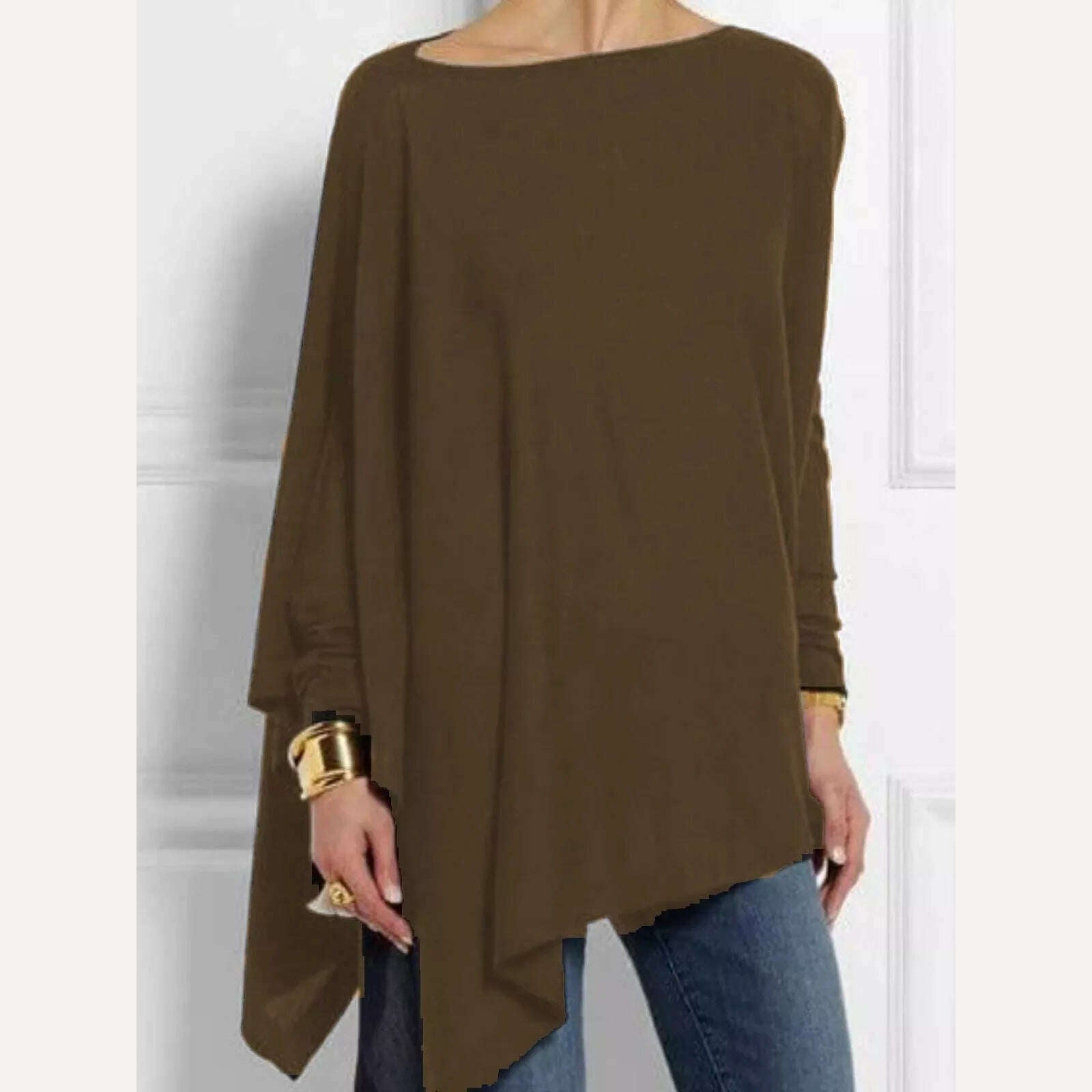 Cotton Irregular Womens Tops And Blouses Casual O Neck Long Sleeve Top Female Tunic 2021 Autumn Plus Size Women Blusas Shirts - KIMLUD