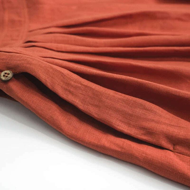 Cotton Linen Elegant Women Dress Sexy Sleeveless Sqaure Collar Back Cross Long Midi Party Dress With Pocket Summer Clothes - KIMLUD