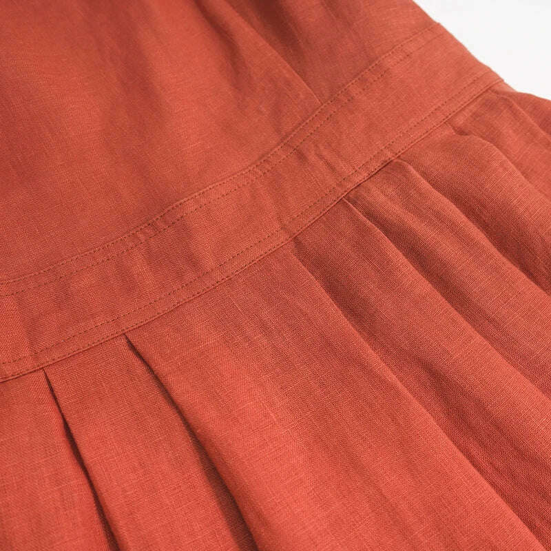 Cotton Linen Elegant Women Dress Sexy Sleeveless Sqaure Collar Back Cross Long Midi Party Dress With Pocket Summer Clothes - KIMLUD