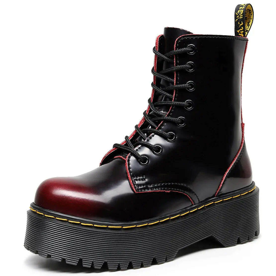 KIMLUD, Couple High Top Casual Leather Boots Spring and Autumn Outdoor Thick Sole Anti slip Work Boots Men's and Women's Trendy Boots, 1031 red / 35, KIMLUD APPAREL - Womens Clothes