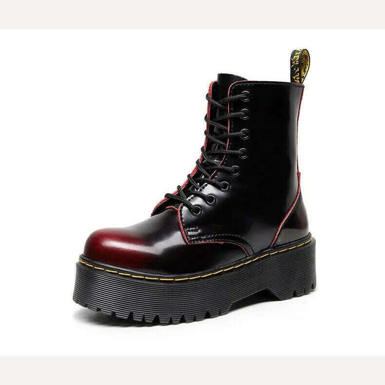 KIMLUD, Couple High Top Casual Leather Boots Spring and Autumn Outdoor Thick Sole Anti slip Work Boots Men's and Women's Trendy Boots, KIMLUD Womens Clothes