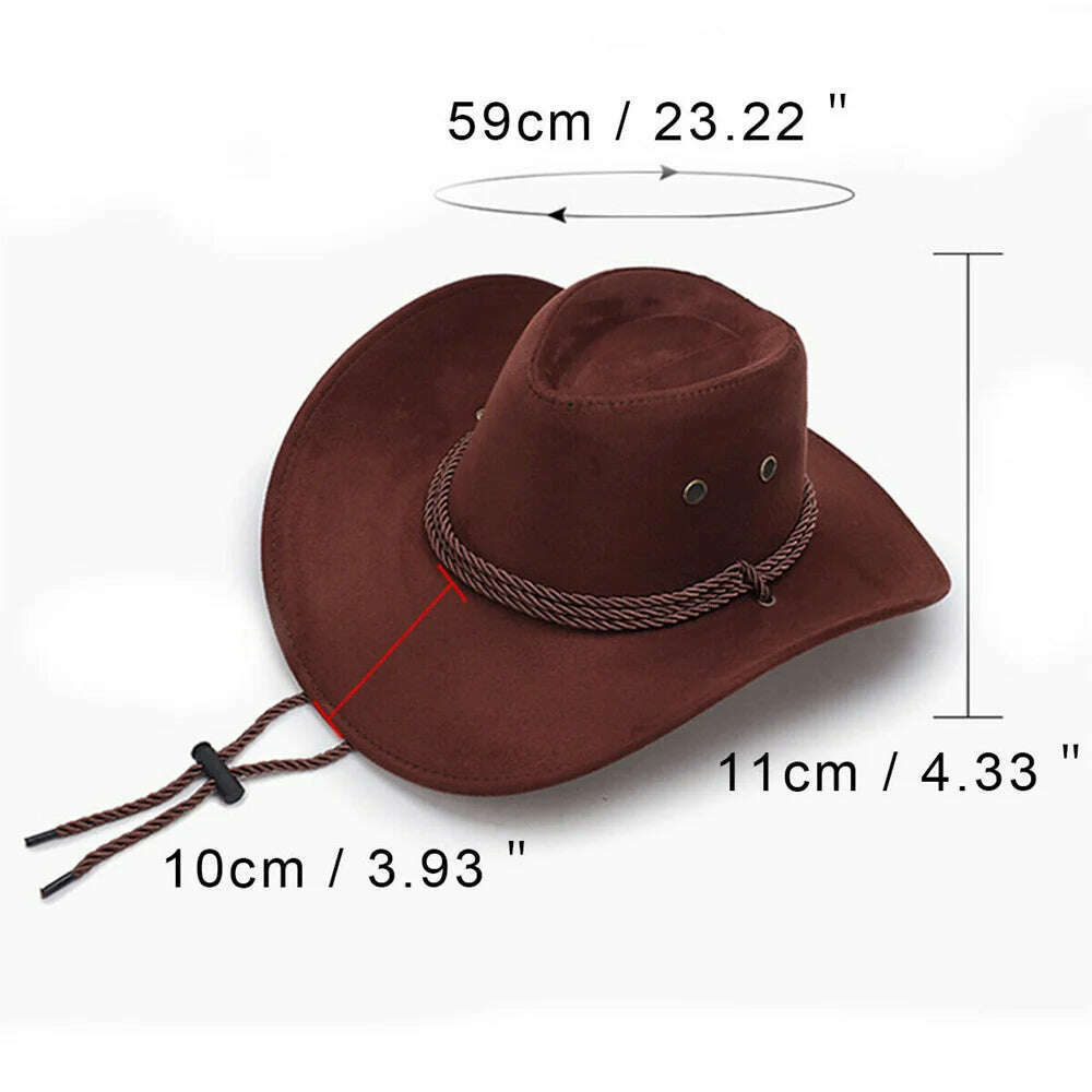 Cowboy Hat Caps for Men Country Women's Hat Faux Leather Sunhat Wild Brim Panama Hat Visor Hats Sombrero De Vaquero Occidental - KIMLUD