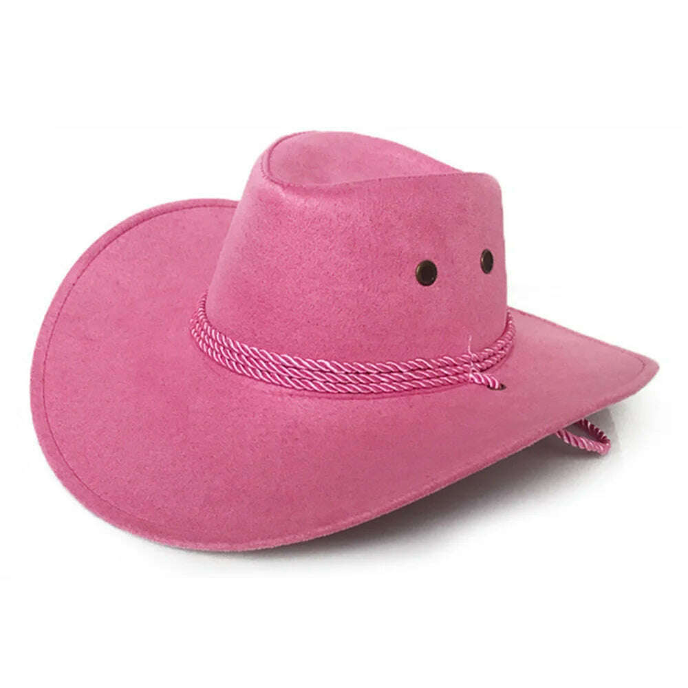 Cowboy Hat Caps for Men Country Women's Hat Faux Leather Sunhat Wild Brim Panama Hat Visor Hats Sombrero De Vaquero Occidental - KIMLUD