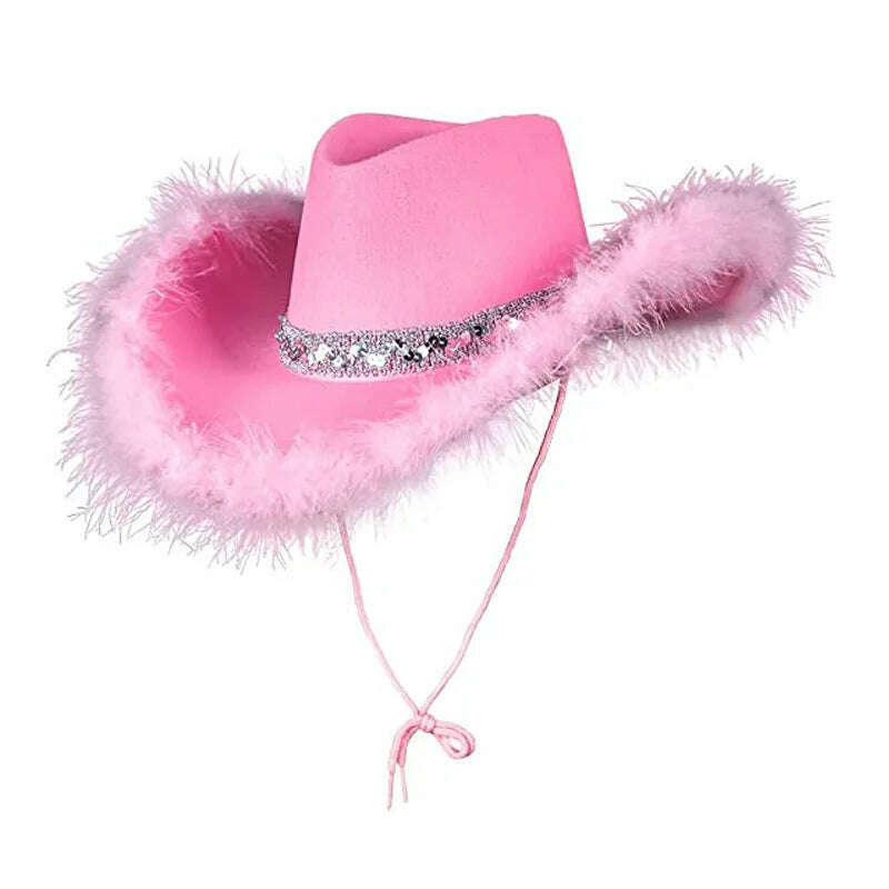 Cowboy Hat Caps for Men Country Women's Hat Faux Leather Sunhat Wild Brim Panama Hat Visor Hats Sombrero De Vaquero Occidental - KIMLUD
