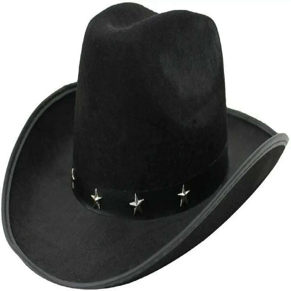 Cowboy Hat Caps for Men Country Women's Hat Faux Leather Sunhat Wild Brim Panama Hat Visor Hats Sombrero De Vaquero Occidental - KIMLUD