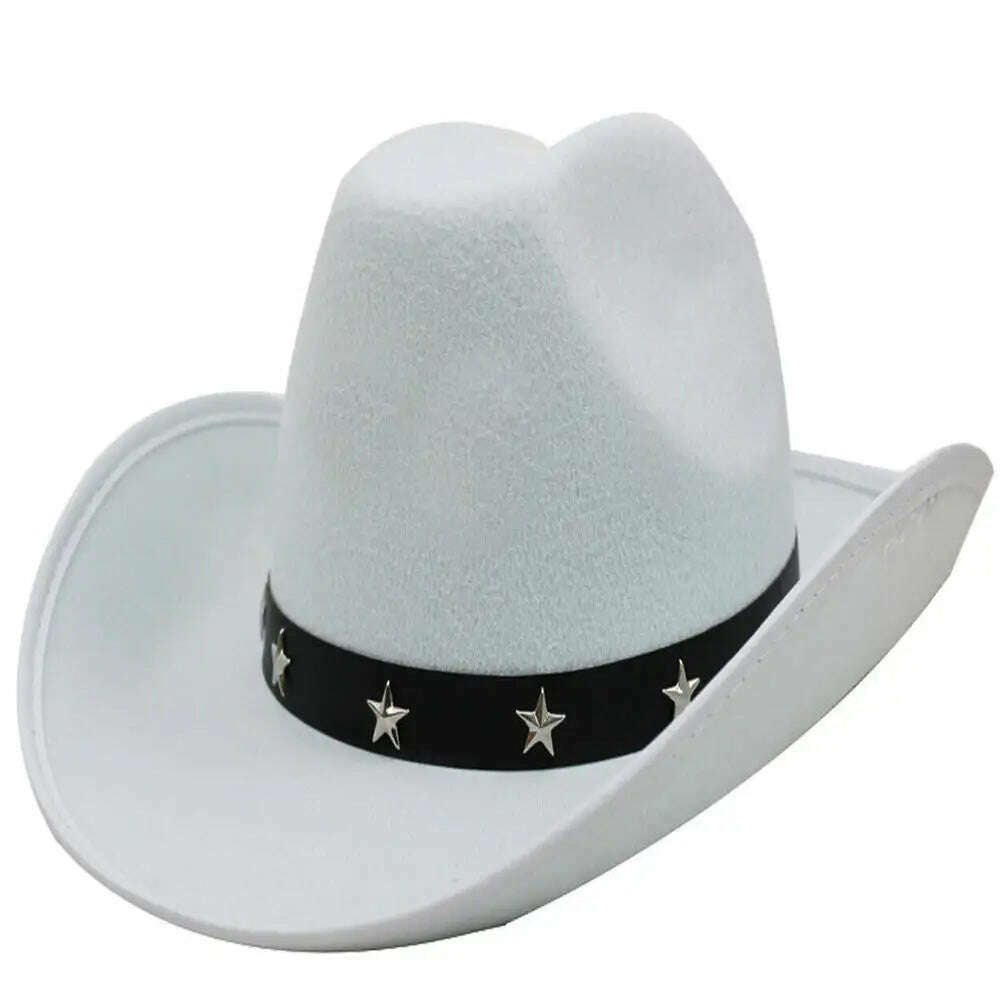 Cowboy Hat Caps for Men Country Women's Hat Faux Leather Sunhat Wild Brim Panama Hat Visor Hats Sombrero De Vaquero Occidental - KIMLUD
