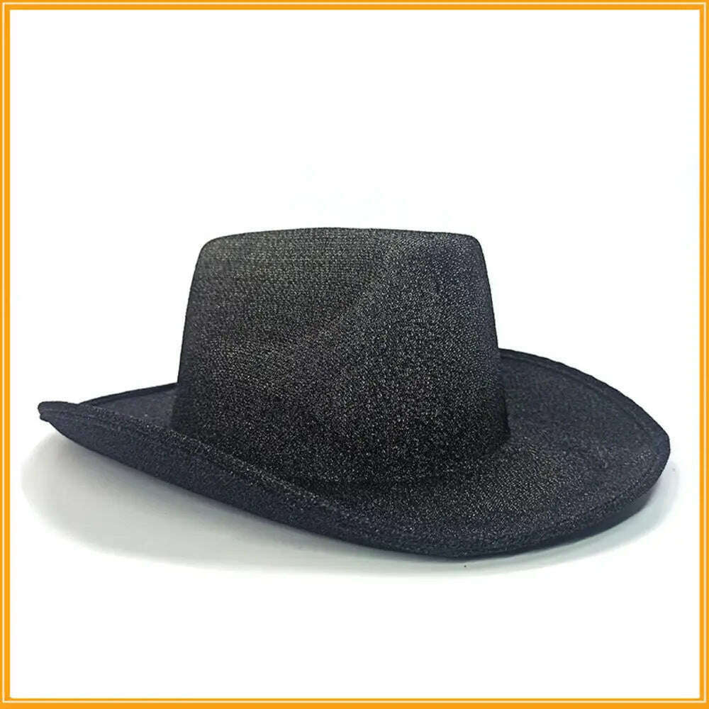 Cowboy Hat Caps for Men Country Women's Hat Faux Leather Sunhat Wild Brim Panama Hat Visor Hats Sombrero De Vaquero Occidental - KIMLUD