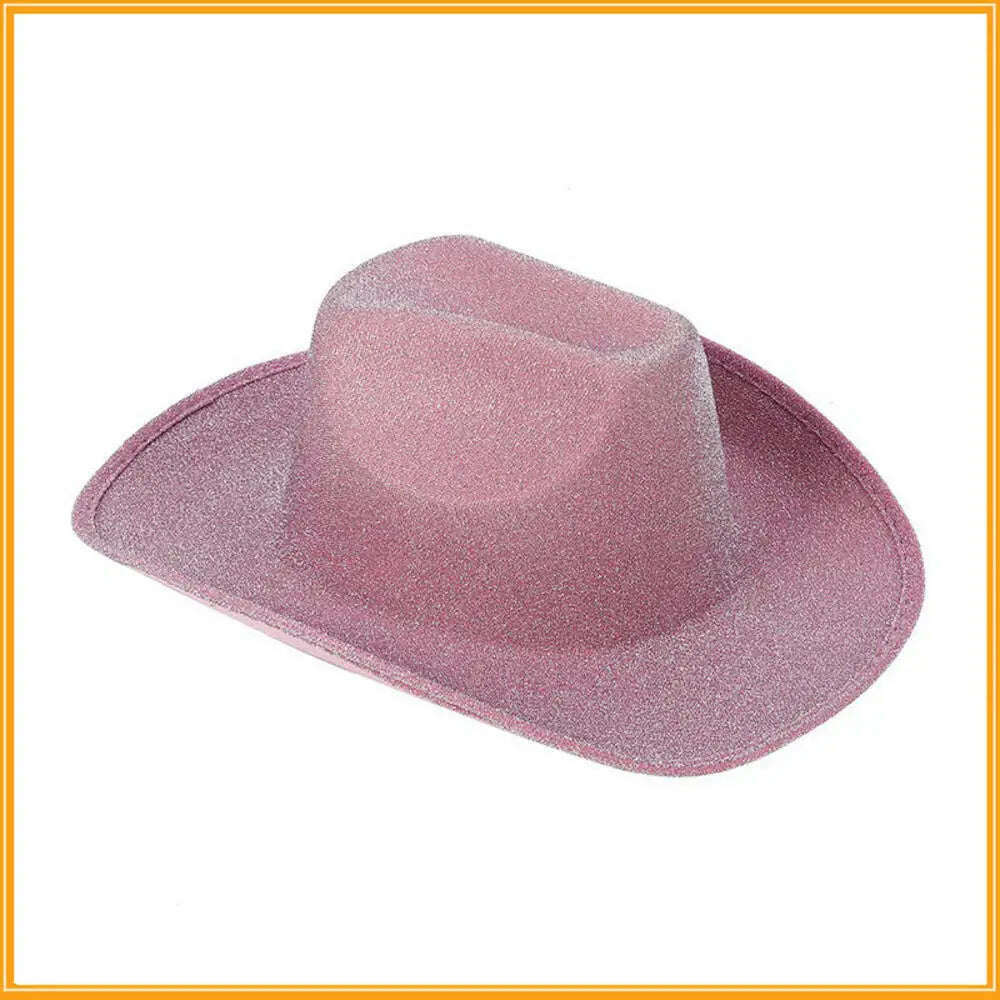 KIMLUD, Cowboy Hat Caps for Men Country Women's Hat Faux Leather Sunhat Wild Brim Panama Hat Visor Hats Sombrero De Vaquero Occidental, Pink 40X33X14CM / China, KIMLUD Women's Clothes