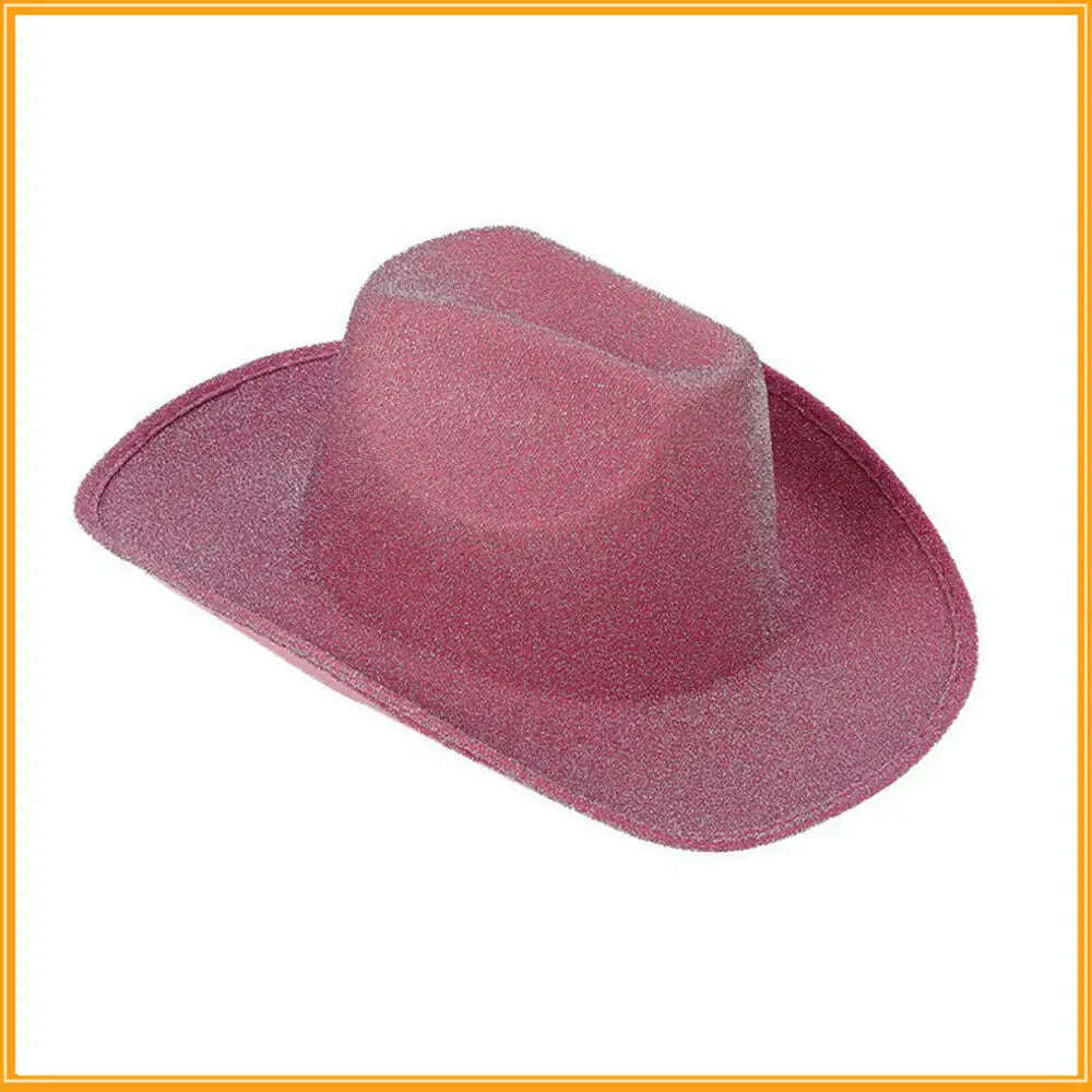 KIMLUD, Cowboy Hat Caps for Men Country Women's Hat Faux Leather Sunhat Wild Brim Panama Hat Visor Hats Sombrero De Vaquero Occidental, Rose Pink 40X33X14CM / China, KIMLUD Women's Clothes