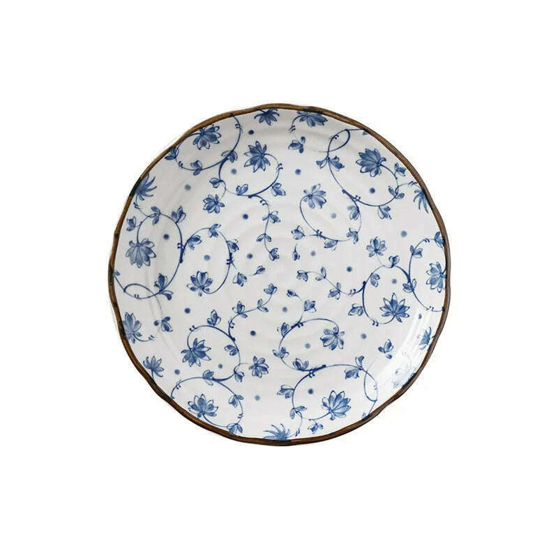 Creative Ceramic Plate Blue and White Porcelain Desktop Fruit Salad Dish Hotel Dinner Set Plates and Dishes Kitchen Cutlery - KIMLUD
