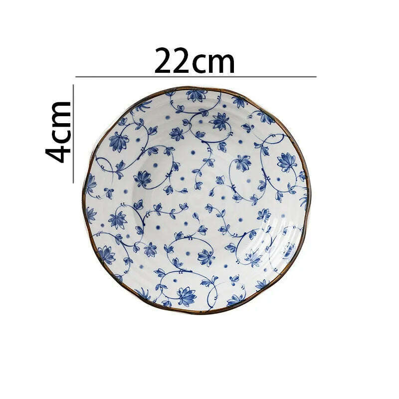 Creative Ceramic Plate Blue and White Porcelain Desktop Fruit Salad Dish Hotel Dinner Set Plates and Dishes Kitchen Cutlery - KIMLUD