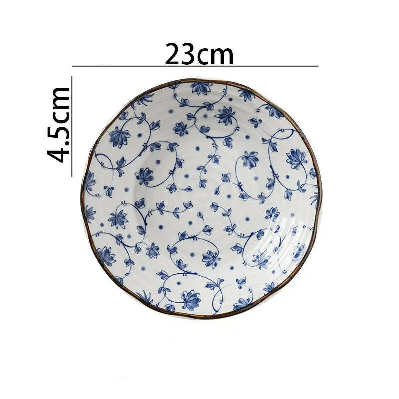 Creative Ceramic Plate Blue and White Porcelain Desktop Fruit Salad Dish Hotel Dinner Set Plates and Dishes Kitchen Cutlery - KIMLUD