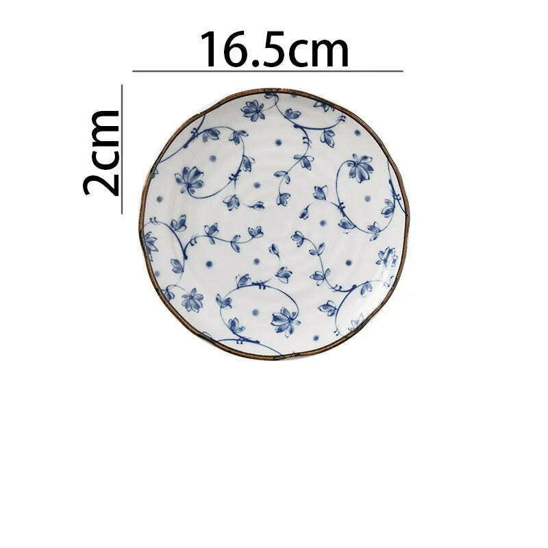 Creative Ceramic Plate Blue and White Porcelain Desktop Fruit Salad Dish Hotel Dinner Set Plates and Dishes Kitchen Cutlery - KIMLUD
