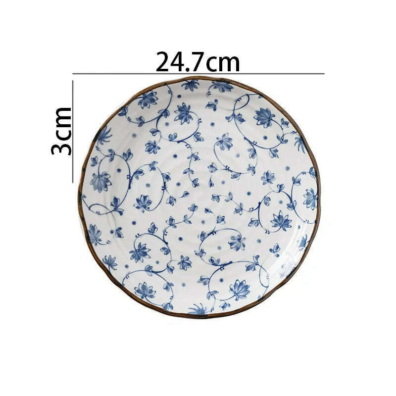 KIMLUD, Creative Ceramic Plate Blue and White Porcelain Desktop Fruit Salad Dish Hotel Dinner Set Plates and Dishes Kitchen Cutlery, C-plate-large, KIMLUD Womens Clothes