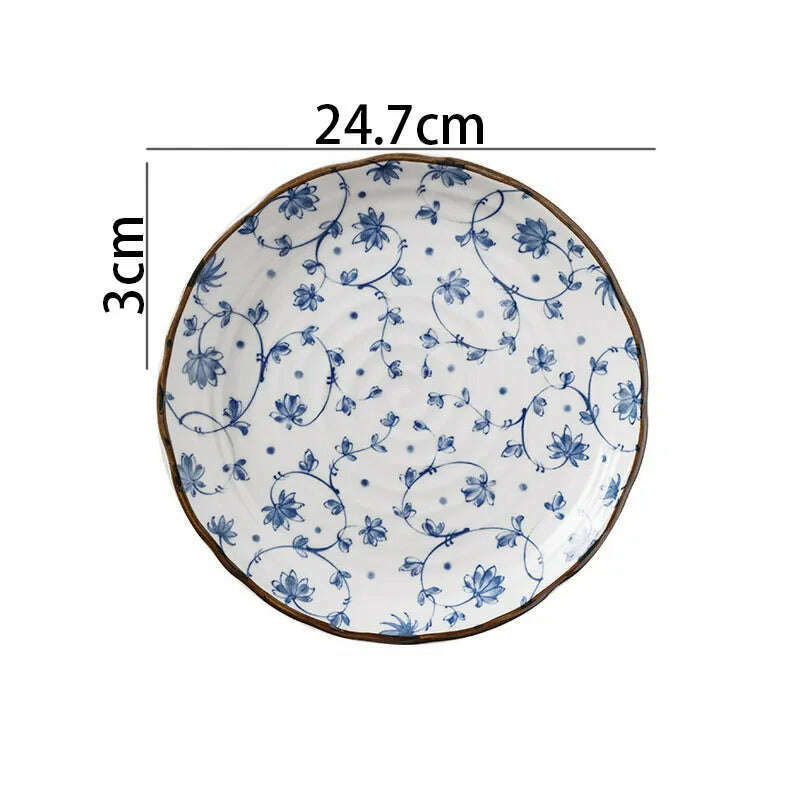 Creative Ceramic Plate Blue and White Porcelain Desktop Fruit Salad Dish Hotel Dinner Set Plates and Dishes Kitchen Cutlery - KIMLUD