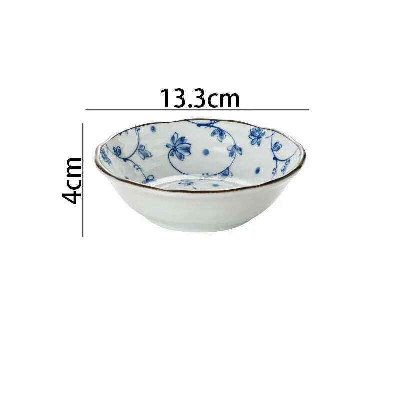 Creative Ceramic Plate Blue and White Porcelain Desktop Fruit Salad Dish Hotel Dinner Set Plates and Dishes Kitchen Cutlery - KIMLUD
