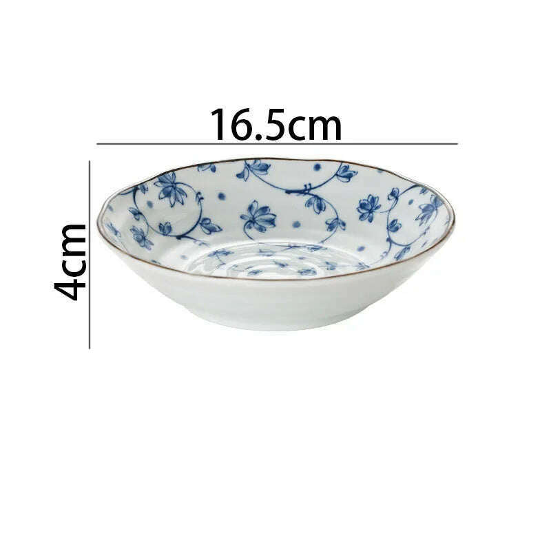 KIMLUD, Creative Ceramic Plate Blue and White Porcelain Desktop Fruit Salad Dish Hotel Dinner Set Plates and Dishes Kitchen Cutlery, B-bowl-16.5x4cm, KIMLUD Womens Clothes