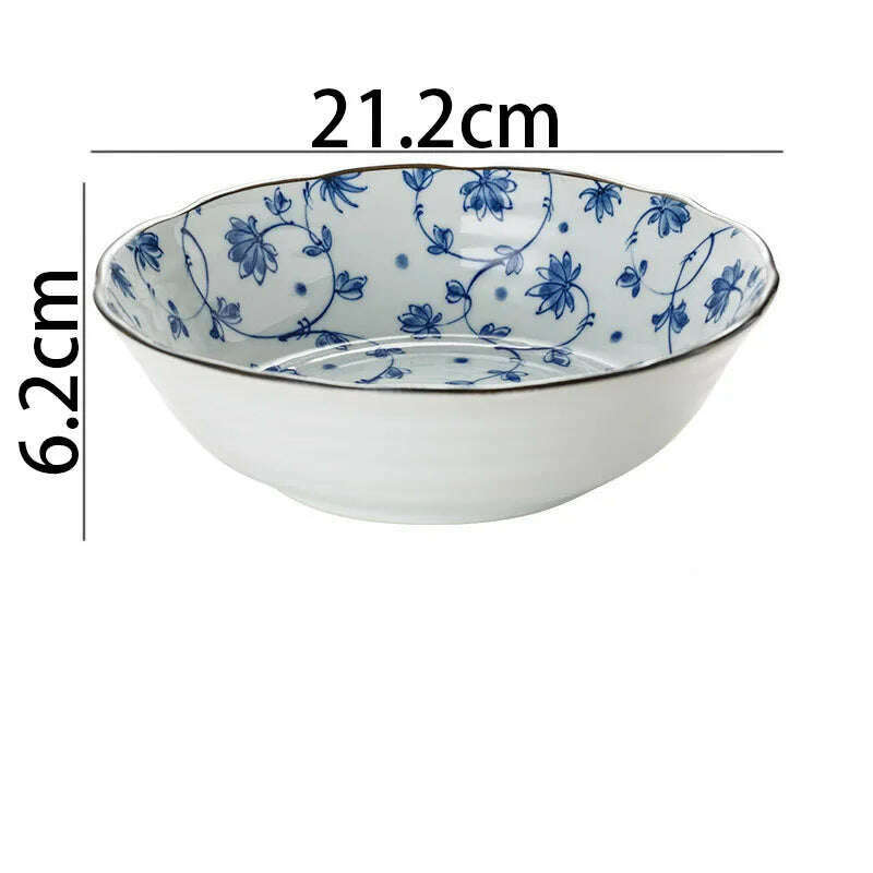 Creative Ceramic Plate Blue and White Porcelain Desktop Fruit Salad Dish Hotel Dinner Set Plates and Dishes Kitchen Cutlery - KIMLUD