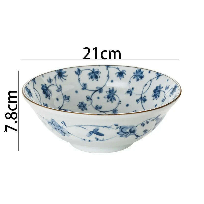 KIMLUD, Creative Ceramic Plate Blue and White Porcelain Desktop Fruit Salad Dish Hotel Dinner Set Plates and Dishes Kitchen Cutlery, A-bowl-21x7.8cm, KIMLUD Womens Clothes