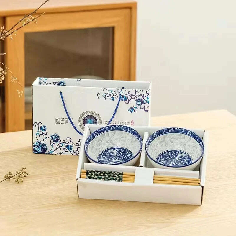 KIMLUD, Creative Chinese Hand-painted Ceramic Bowls Tableware Cartoon Panda Gifts Bowls Chopsticks Set Gift Box Dishes, KIMLUD Womens Clothes