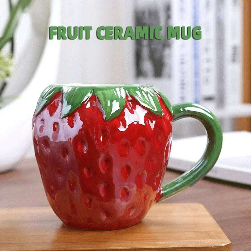 KIMLUD, Creative Cute Pet Fruit Cup Ceramic Mug Custom Children Water Cup Milk Cup European And American Office Cup, KIMLUD Womens Clothes