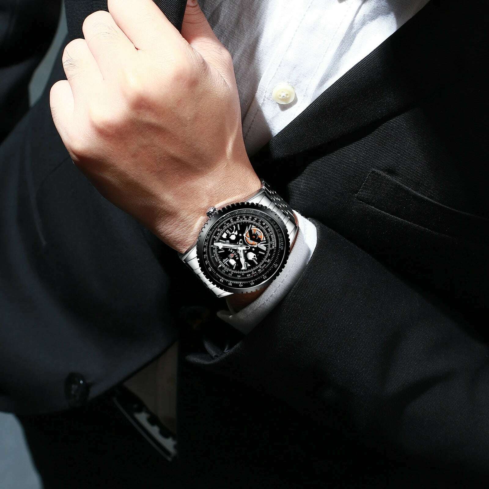 KIMLUD, Creative Gear Watch Men Luxury Stainless Steel Clock Fashion Waterproof Business Sport Quartz WristWatch Male Relogio Masculine, KIMLUD Women's Clothes