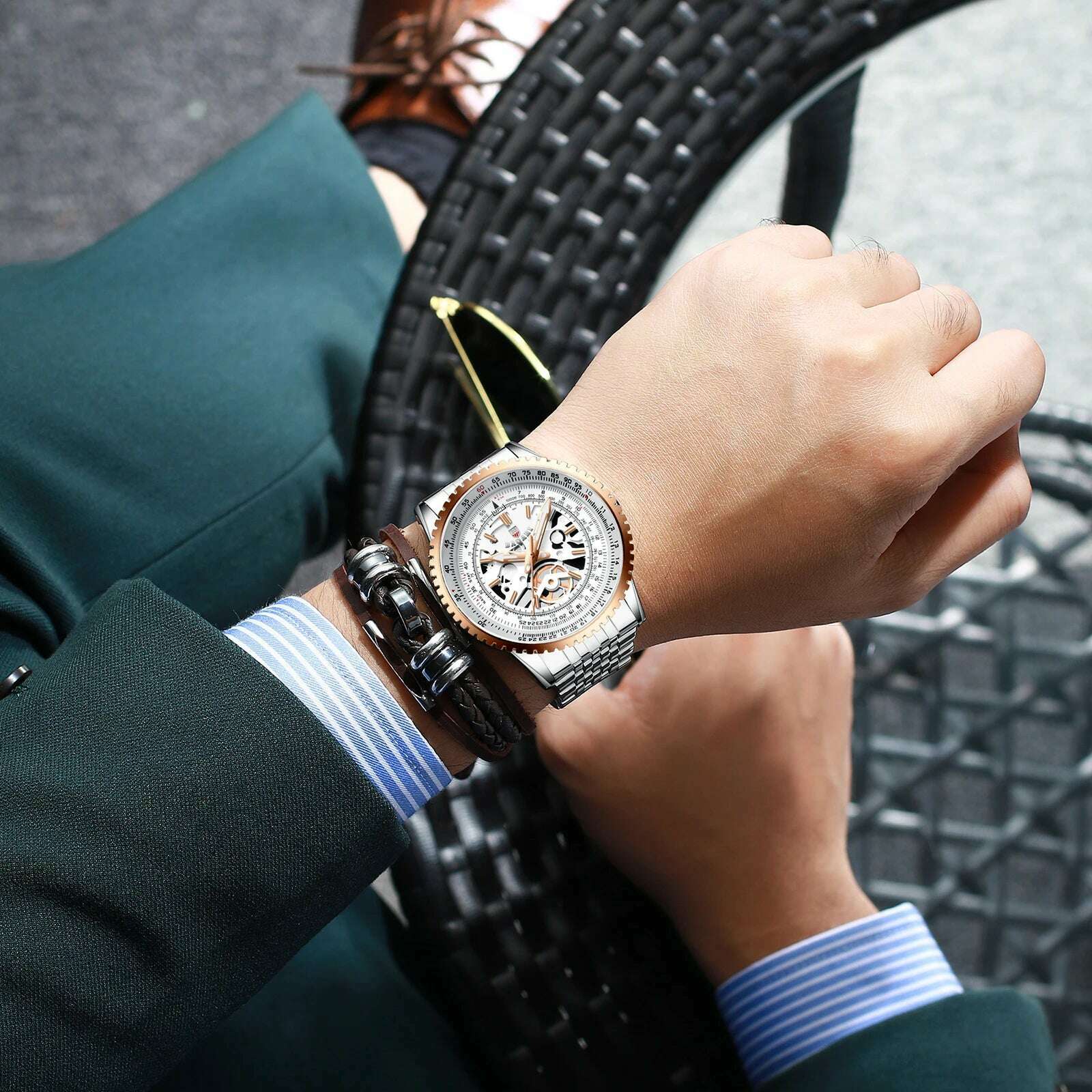 KIMLUD, Creative Gear Watch Men Luxury Stainless Steel Clock Fashion Waterproof Business Sport Quartz WristWatch Male Relogio Masculine, KIMLUD Women's Clothes