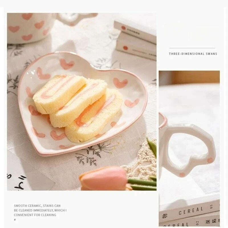 Creative INS Style Cute Coffee mug Tea Cup Hand Painted Love Heart Ceramics Milk Cups Coffee Cups For Home office Tableware Gift - KIMLUD