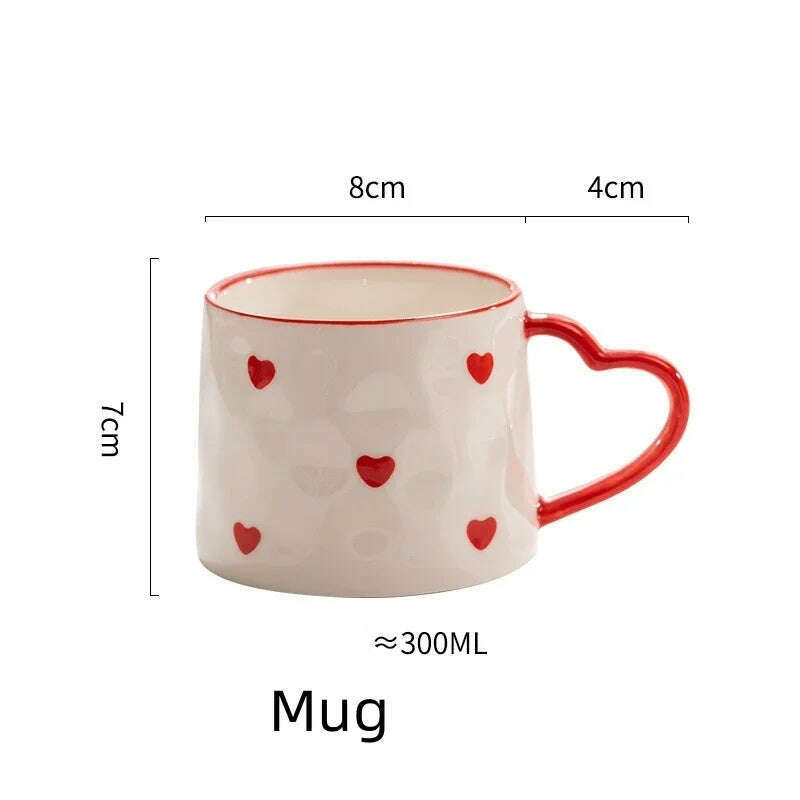 KIMLUD, Creative INS Style Cute Coffee mug Tea Cup Hand Painted Love Heart Ceramics Milk Cups Coffee Cups For Home office Tableware Gift, Mug / 201-300ml, KIMLUD Womens Clothes