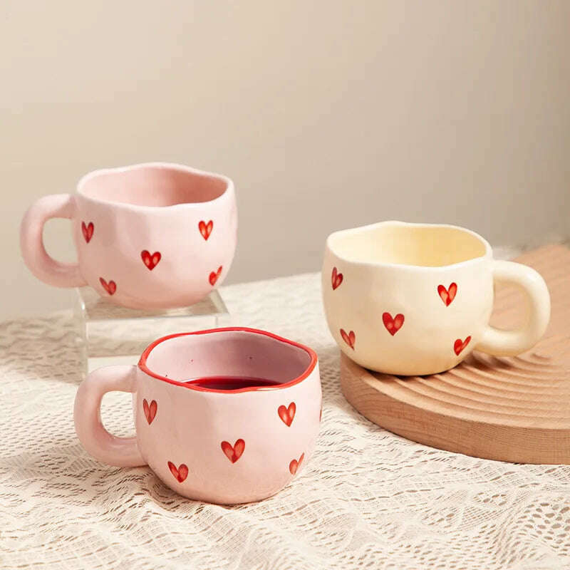 KIMLUD, Creative Love Mug High Value Ceramic Water Cup Home Couple Mug Cute Office Delicate Coffee Mug, KIMLUD Womens Clothes