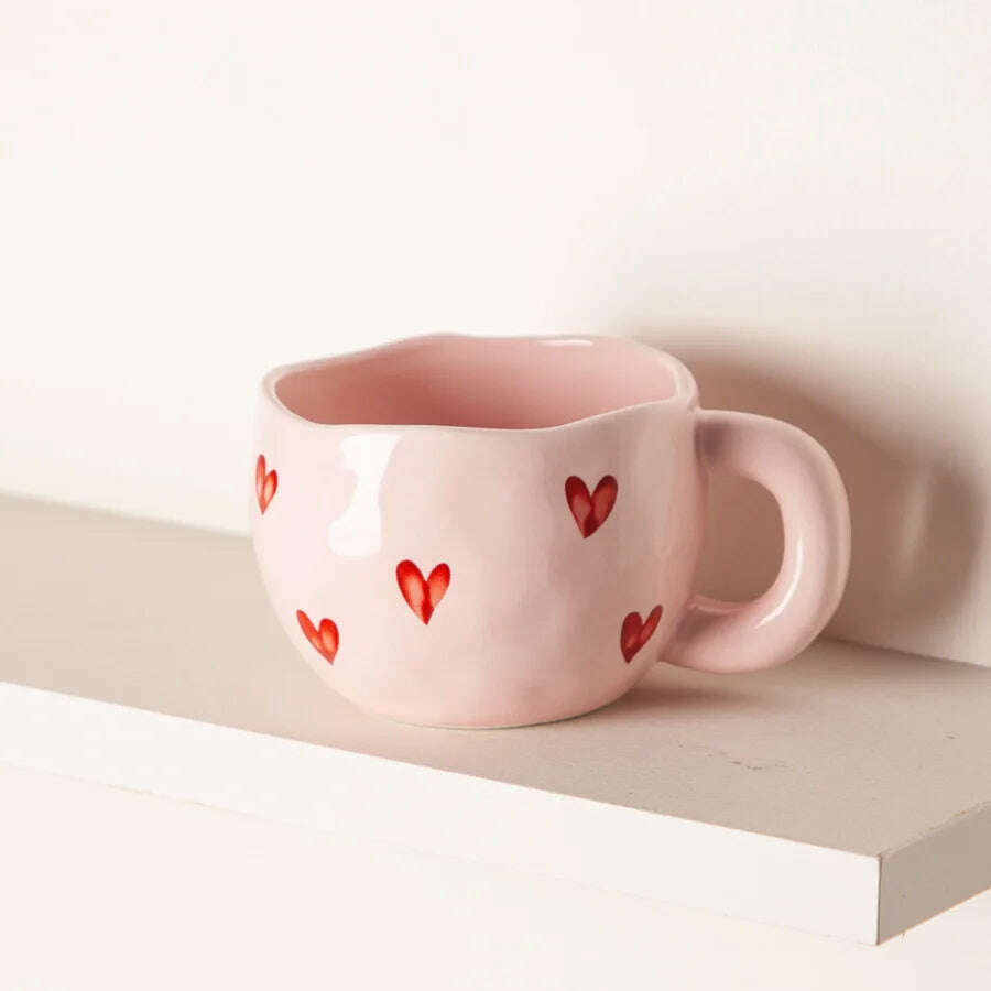 KIMLUD, Creative Love Mug High Value Ceramic Water Cup Home Couple Mug Cute Office Delicate Coffee Mug, KIMLUD Women's Clothes
