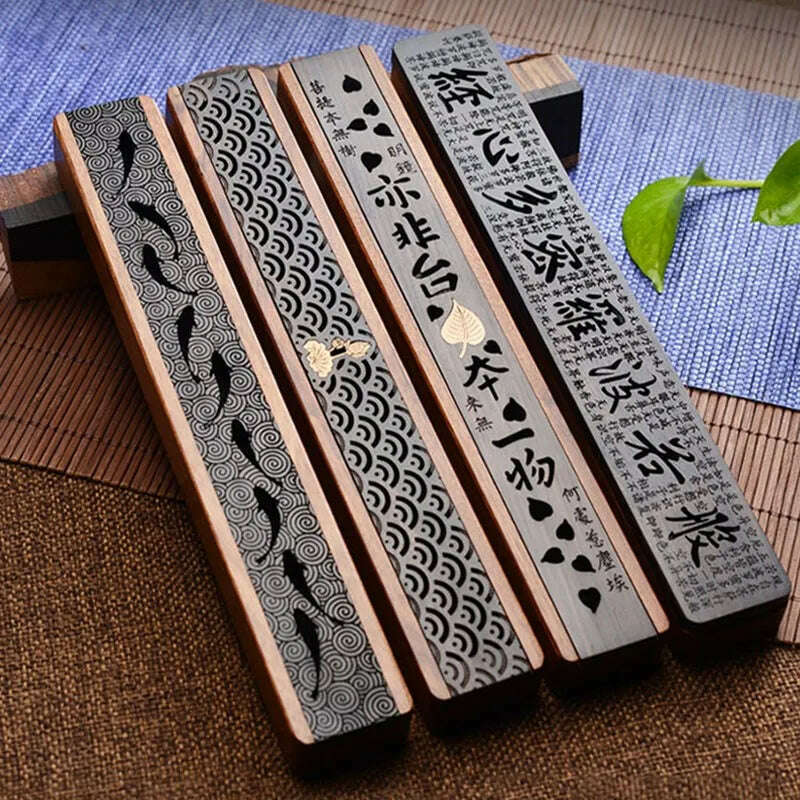 KIMLUD, Creative Retro Black Home Office Wooden Incense Holder Incense Burner Traditional Chinese Type Wood Handmade Carving Censer Box, KIMLUD Womens Clothes