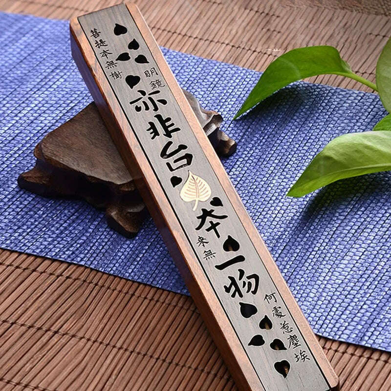 KIMLUD, Creative Retro Black Home Office Wooden Incense Holder Incense Burner Traditional Chinese Type Wood Handmade Carving Censer Box, KIMLUD Womens Clothes