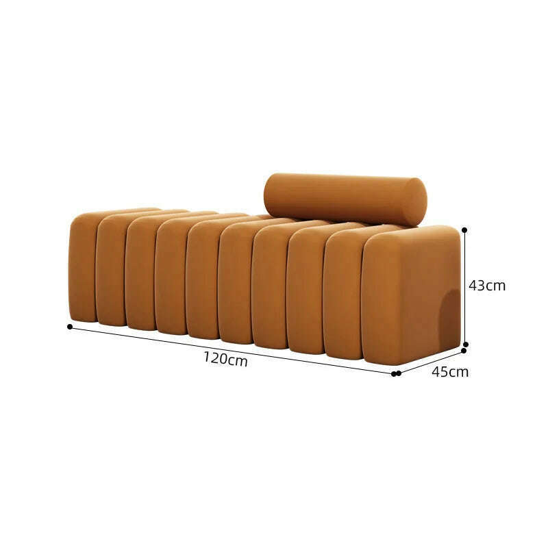 KIMLUD, Creative Sofa Stool Light Luxury Shoe Stool Clothing Store Rest Long Bench Living Room Rectangular Sofa Stool Bed End Stool, Orange 120-40-43cm / China, KIMLUD Womens Clothes